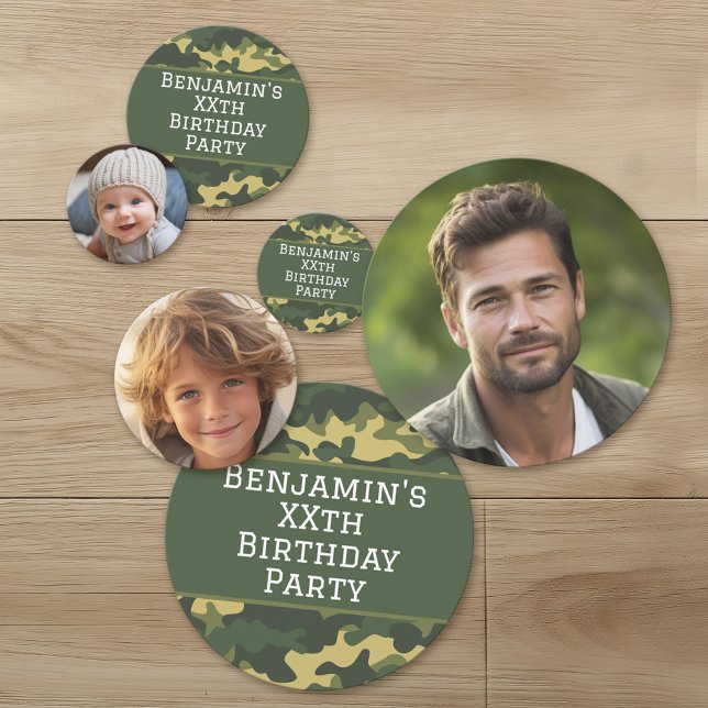 Military camouflage Birthday Party Photo Custom Confetti (Custom Party Confetti with Photos)