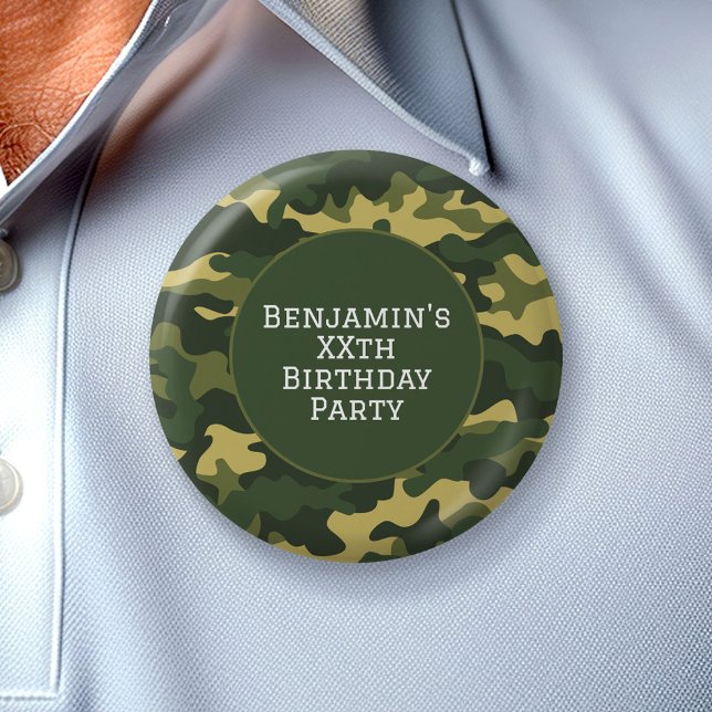 Military camouflage Birthday Party Theme Custom 6 Cm Round Badge (Custom Button)