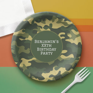 Military camouflage Birthday Party Theme Custom Paper Plate