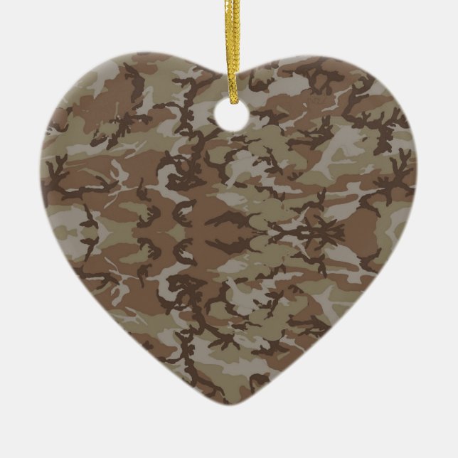 Military Camouflage Desert Ceramic Tree Decoration (Front)