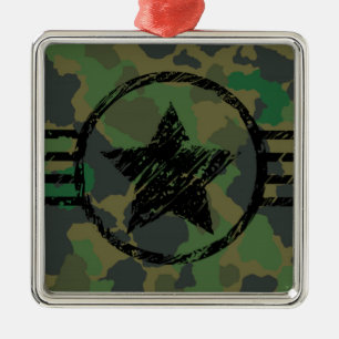 military camouflage design metal tree decoration