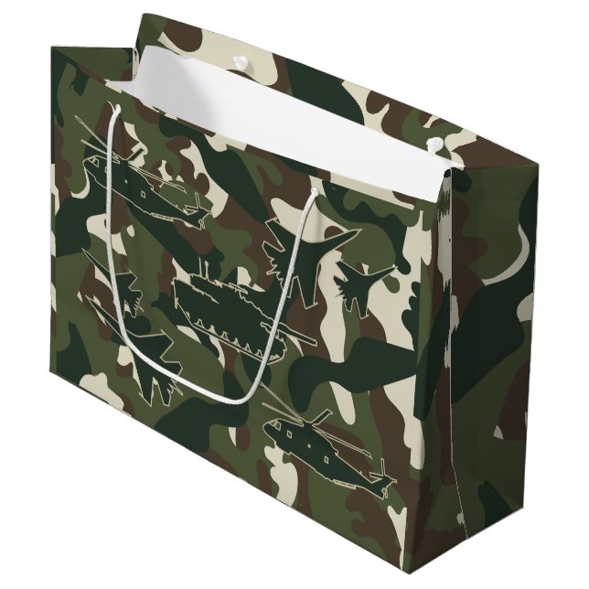 Military Camouflage Gift Bag - Boys Birthday Party (Front Angled)