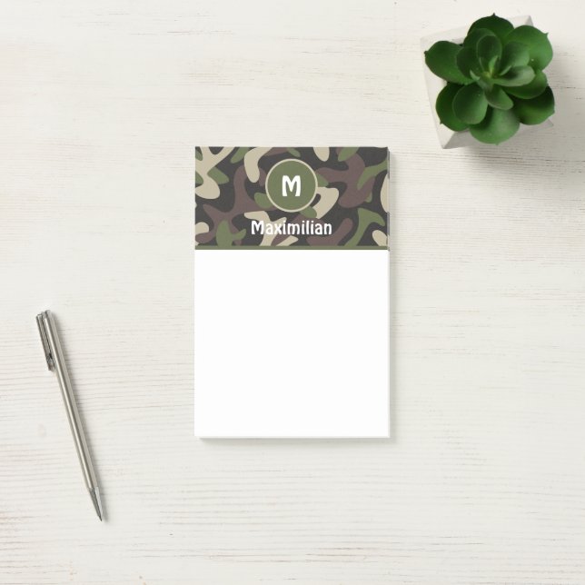 Military Camouflage Green Brown Pattern Custom Post-it Notes (Office)