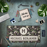 Military Camouflage Green Brown Pattern Monogram Desk Mat<br><div class="desc">Military Camouflage Green Brown Pattern Monogram Desk Mat has a military look great for those who have served our country or just like the camouflage look.  Personalise with your initial and name. It makes a great gift to that special person for the office,  home or school.</div>