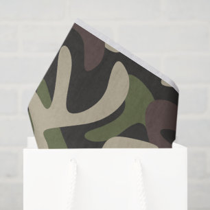 Military Camouflage Green Brown Pattern  Tissue Paper