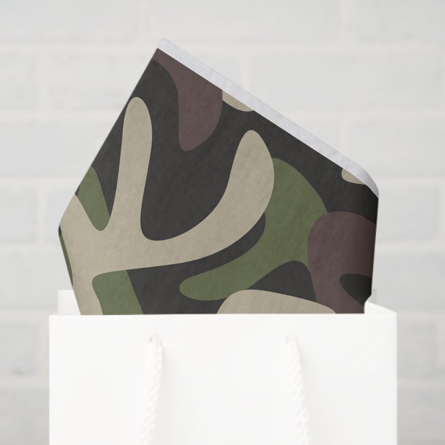 Military Camouflage Green Brown Pattern  Tissue Paper (Gift Bag)