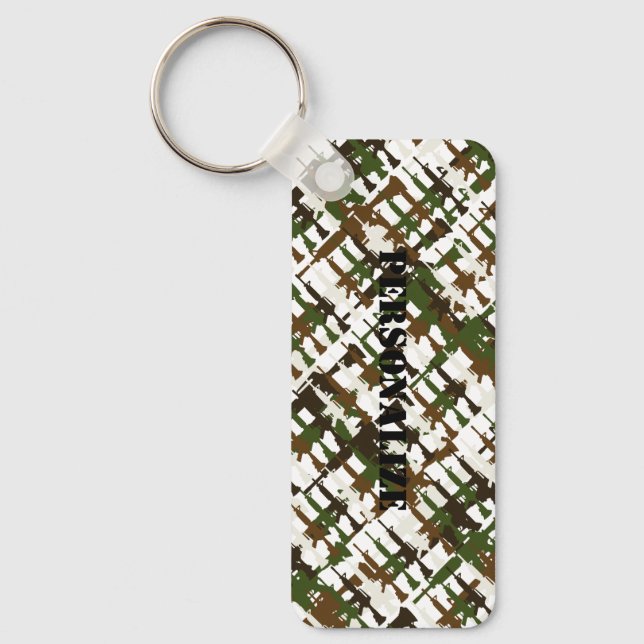 Military Camouflage Gun GI Style Fake Security SYS Key Ring (Front)