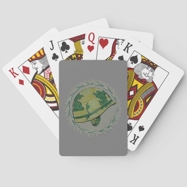 Military Camouflage Helmet Playing Cards (Back)