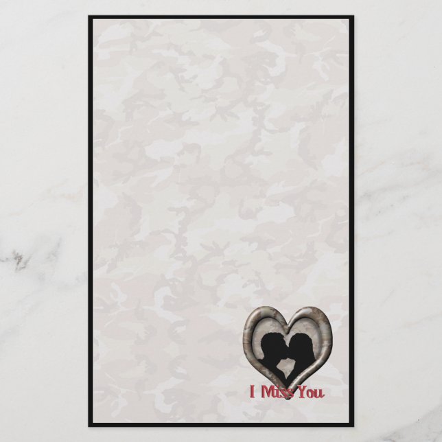 Military Camouflage "Miss You" Stationery (Front)