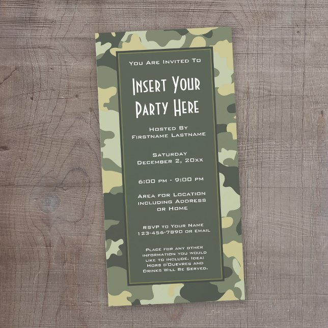 Military Camouflage Party  Invitation (Camouflage Birthday Invitation or Other Party!)