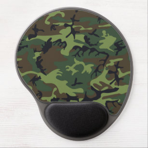 Military Camouflage Pattern, Woodland Style Gel Mouse Mat