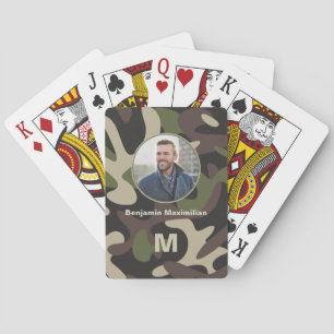 Military Camouflage Photo Monogram Personalise Playing Cards