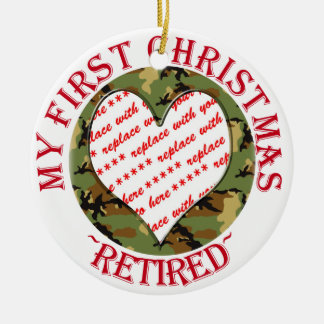 Military Camouflage Retired Christmas Photo Frame Ceramic Tree Decoration