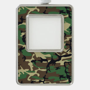 Military Camouflage Silver Plated Framed Ornament
