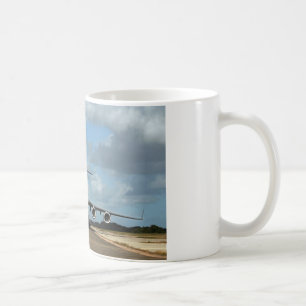Military cargo plane landing coffee mug