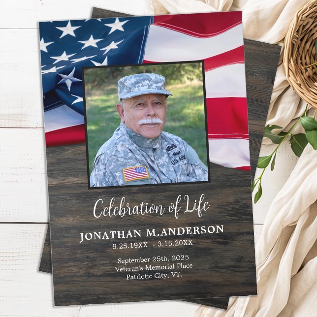 Military Celebration of Life Flag Funeral Program  Invitation (Creator Uploaded)