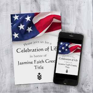 Military Celebration of Life Service American Flag Invitation