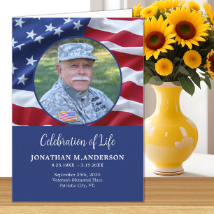 Military Celebration of Life USA Flag Funeral Card