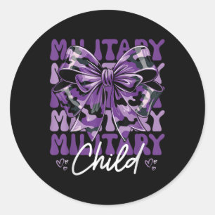 Military Child Coquette Bow Purple Up Camo Boys Gi Classic Round Sticker