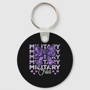 Military Child Coquette Bow Purple Up Camo Kids Bo Key Ring