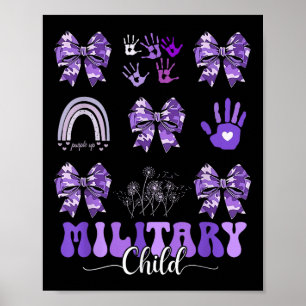 Military Child Coquette Bow Purple Up Camo Kids Bo Poster