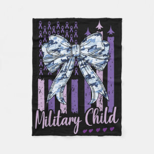 Military Child Coquette Bow Purple Up Usa Flag Fleece Blanket