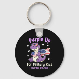 Military child dinosaur purple up for military key ring