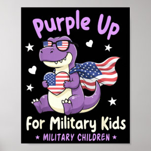 Military child dinosaur purple up for military poster