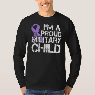 Military Child Month Boys Purple Up Brat Kids T-Shirt