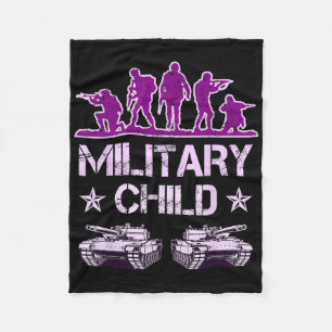 Military Child Month For Kids Purple Up Camo Milit Fleece Blanket