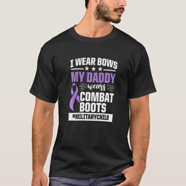 Military Child Month Purple Up Daddy Boots T-Shirt (Front)