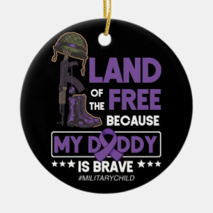Military Child Month Purple Up Land Of The Free Ceramic Tree Decoration