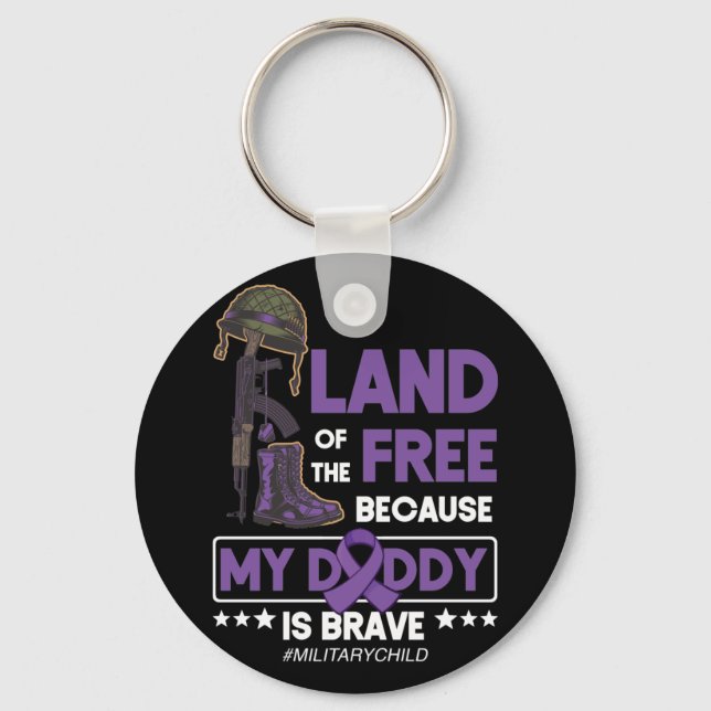 Military Child Month Purple Up Land Of The Free Key Ring (Front)