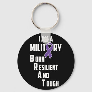 Military Child Month Purple Up Pride Brave Brat Key Ring