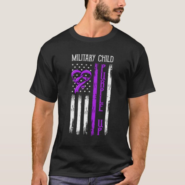  Military Child Purple Up Shirt, April is Military T-Shirt (Front)