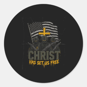Military Christian Design Soldier Army Prayer Fait Classic Round Sticker