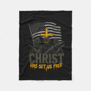 Military Christian Design Soldier Army Prayer Fait Fleece Blanket