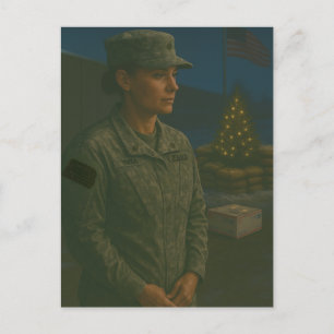 Military Christmas Female Soldier Honour Postcard
