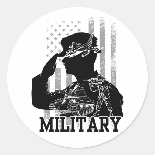 Military Classic Round Sticker (Front)