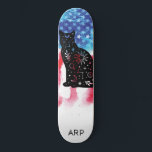 *~* Military COSMIC CAT Red White Blue Flag Skateboard<br><div class="desc">*Energetically Enhanced / imbues COSMIC CAT silhouette on American Flag * Patriotic American Flag with a COSMIC CAT silhouette . . This design features the USA Flag American Flag also known as Old Glory and Stars and Stripes. This Watercolor American Flag design includes the colours Red White Blue in the...</div>