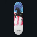 *~* Military COSMIC HORSE Red White Blue Flag Skateboard<br><div class="desc">*Energetically Enhanced / imbues COSMIC HORSE silhouette on American Flag * Patriotic American Flag with a COSMIC HORSE silhouette . . This design features the USA Flag American Flag also known as Old Glory and Stars and Stripes. This Watercolor American Flag design includes the colours Red White Blue in the...</div>
