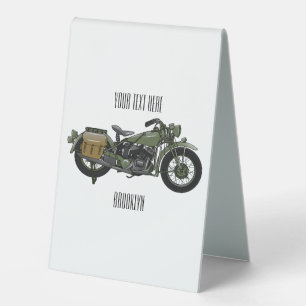 Military cruiser motorcycle cartoon illustration
