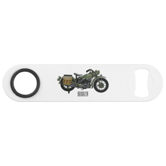 Military cruiser motorcycle cartoon illustration (Front (Horizontal))