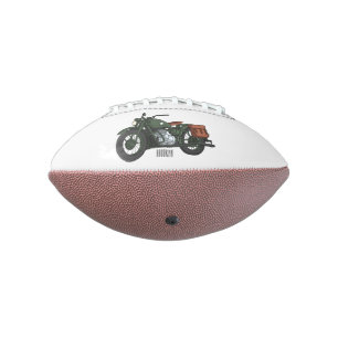 Military cruiser motorcycle cartoon illustration american football