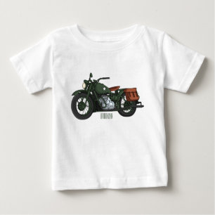 Military cruiser motorcycle cartoon illustration  baby T-Shirt
