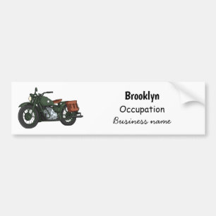 Military cruiser motorcycle cartoon illustration bumper sticker