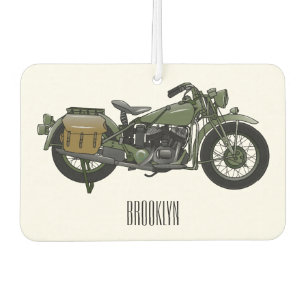 Military cruiser motorcycle cartoon illustration car air freshener