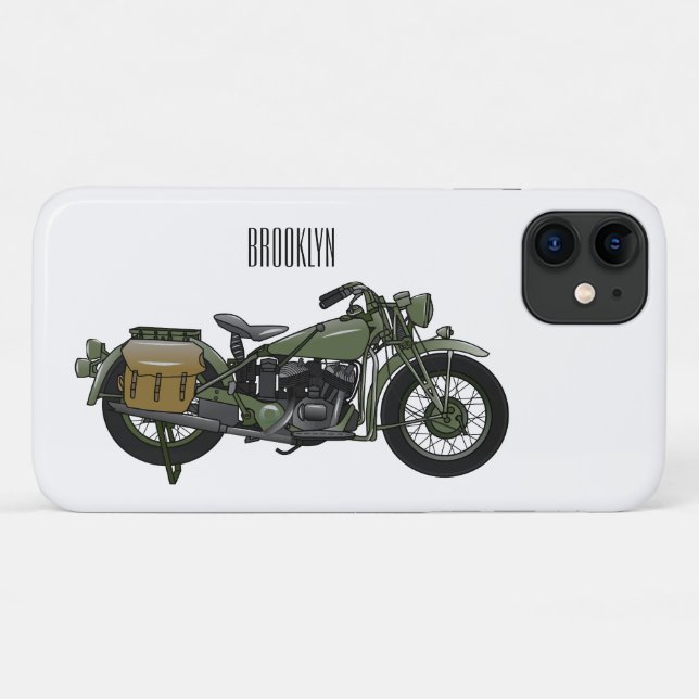 Military cruiser motorcycle cartoon illustration Case-Mate iPhone case (Back (Horizontal))