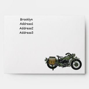 Military cruiser motorcycle cartoon illustration envelope