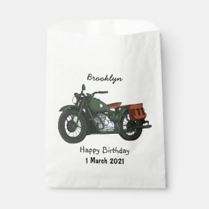 Military cruiser motorcycle cartoon illustration favour bags